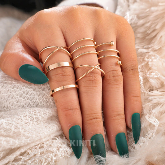 6Pcs/Sets Geometric Circle Finger Rings  Stack