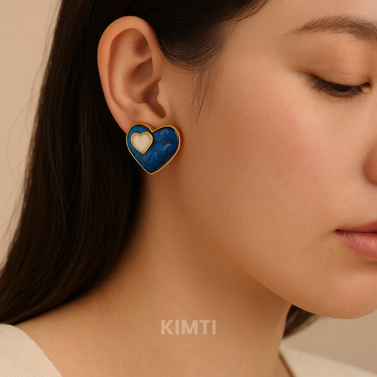 2 in 1 SweetHeart Sparkle Blue Stud Earring