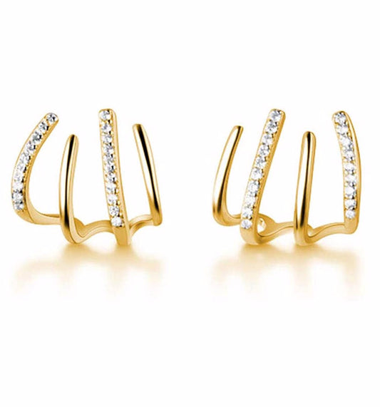 Diamond Four Claw Golden Stud Earring