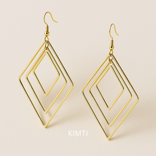 Memoir Gold Plated Square Shape Earring