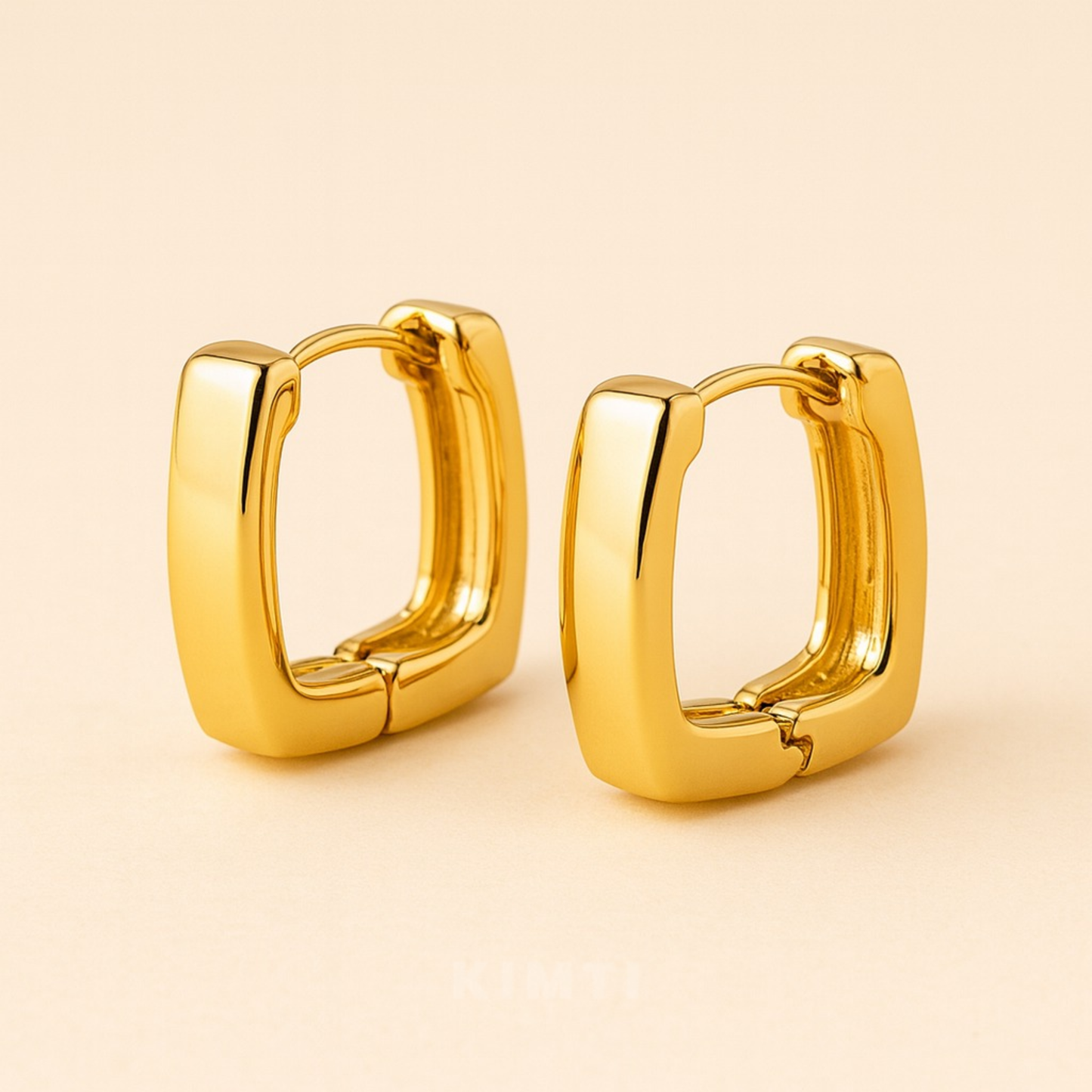18K Gold Plated Chunky Square Hoops Earring