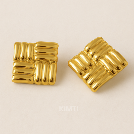 18K Gold Plated Square Earrings