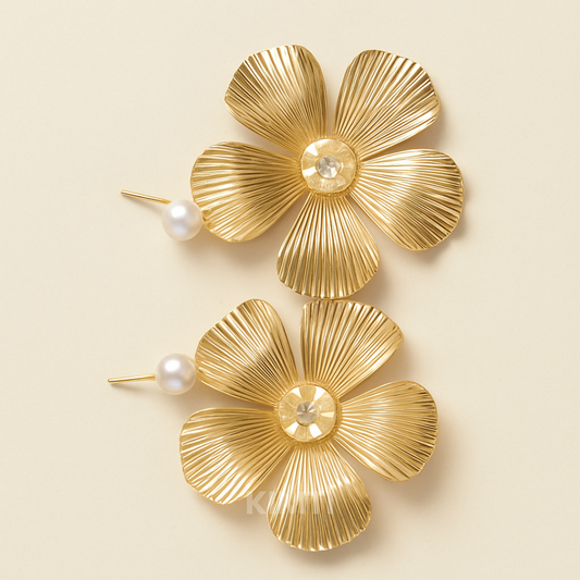 Gold Plated Dangler Flower Earring