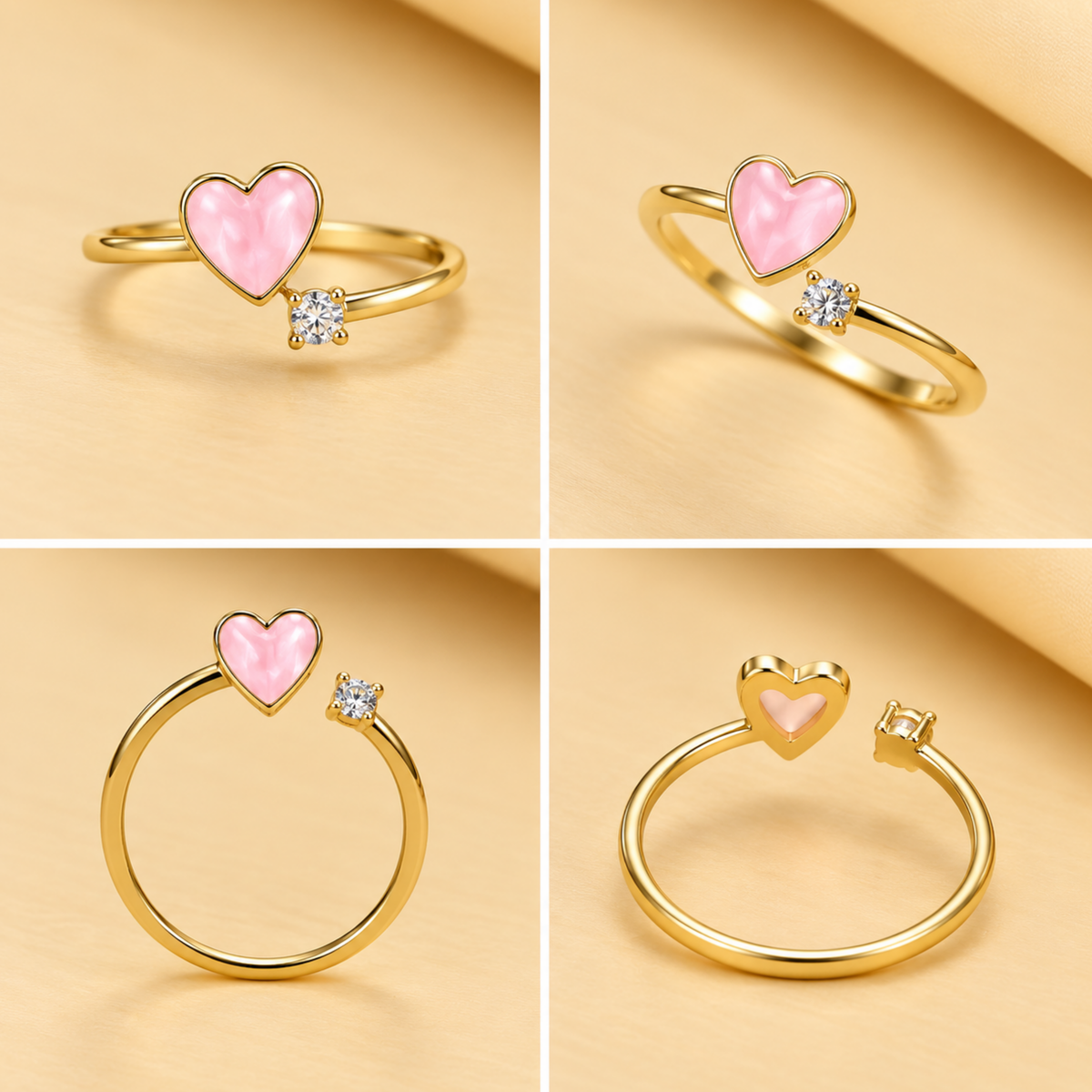 18K Gold Plated Pink Love Knot Ring