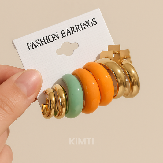 Set Of 5 Gold-Plated Circular Hoop Earring Card