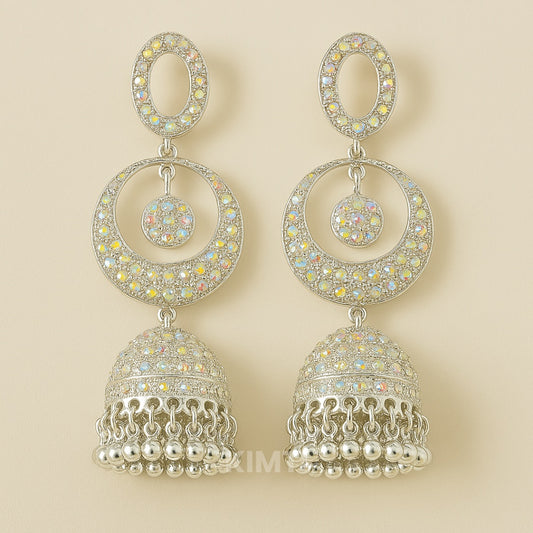 White Rainbow Long Jhumka Earring