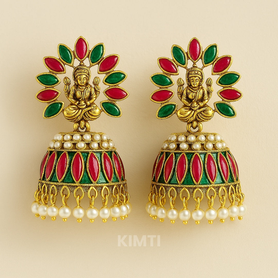 Gold Stone-Studded Jhumka Earring