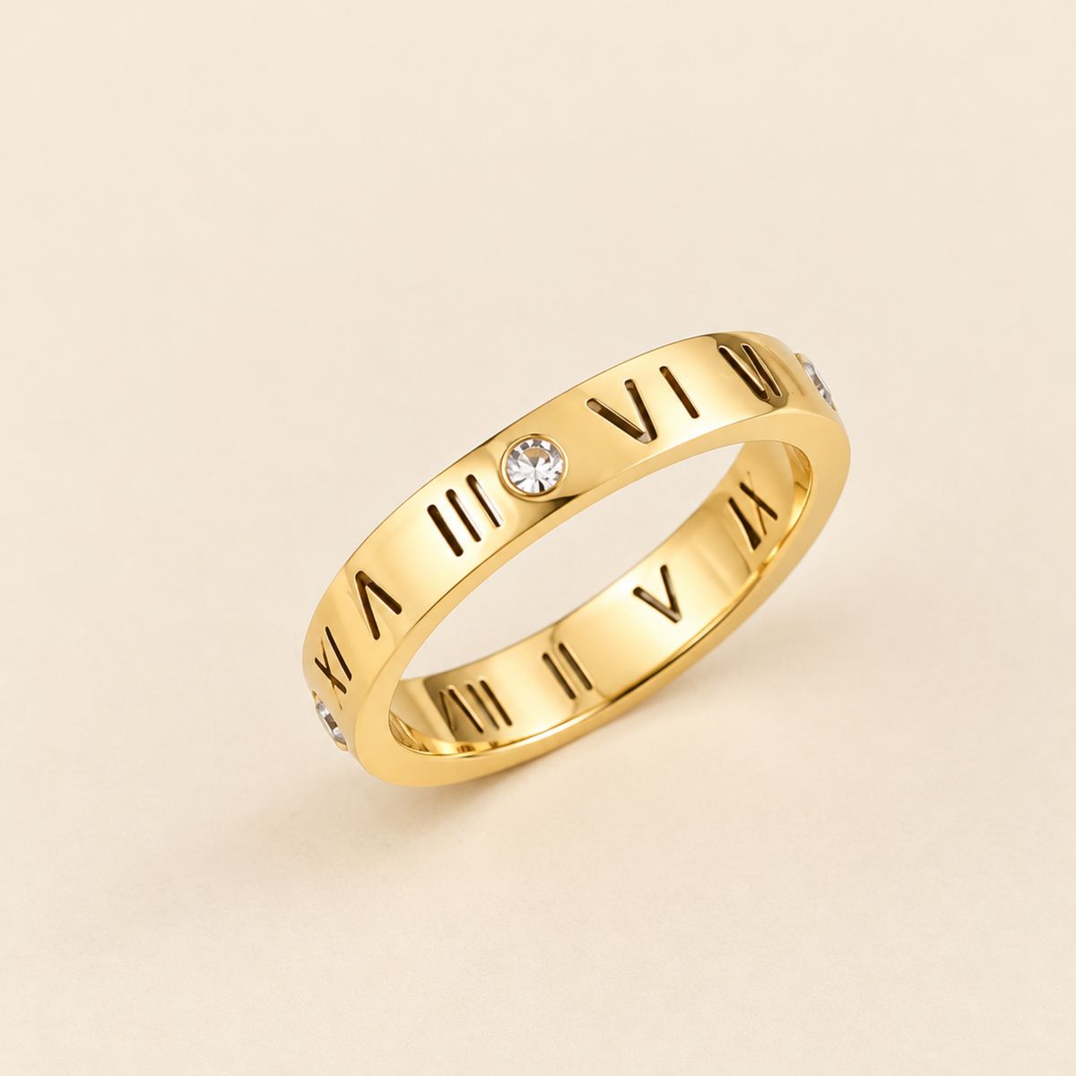 18k Gold Plated Zircon Hollow Roman Numerals