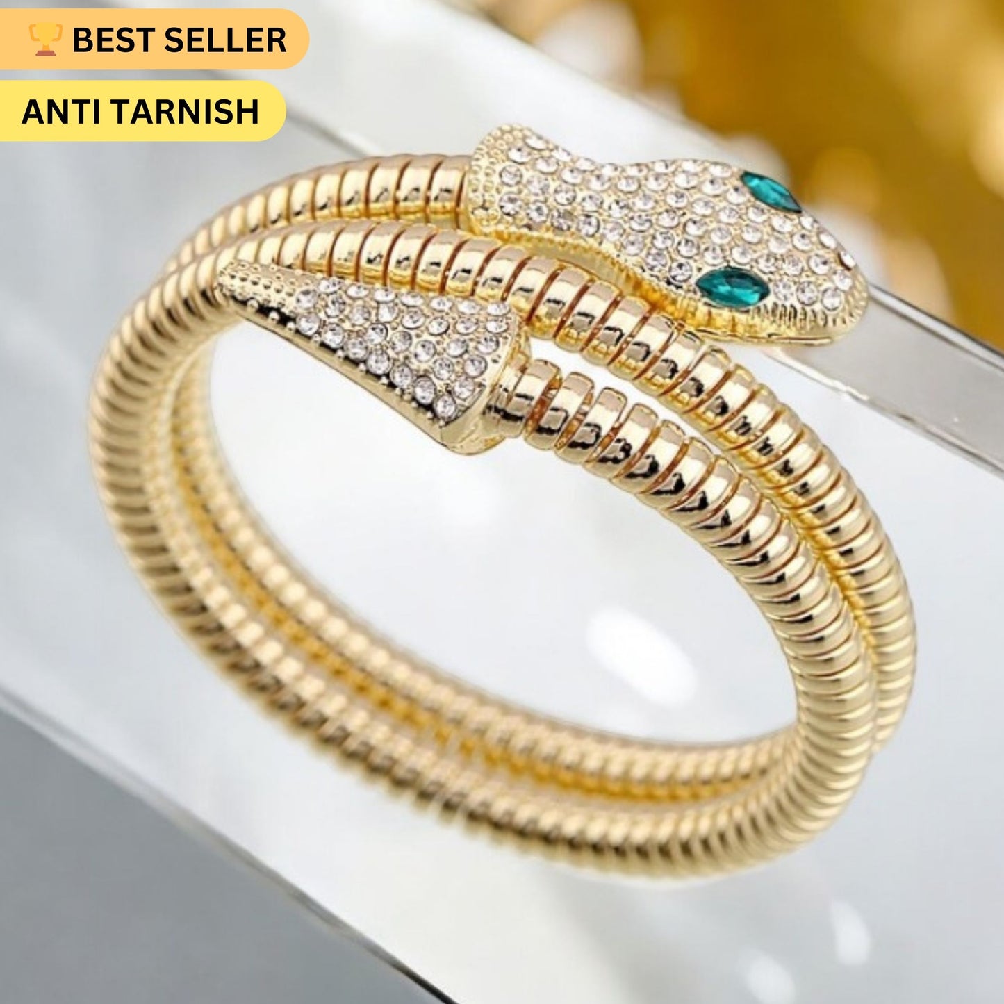 Anti Tarnish Gold Snake Bracelet