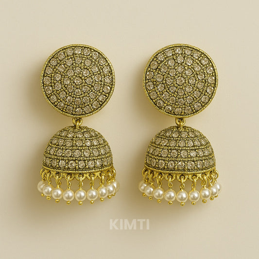 Golden Oxidised Jhumka Earring
