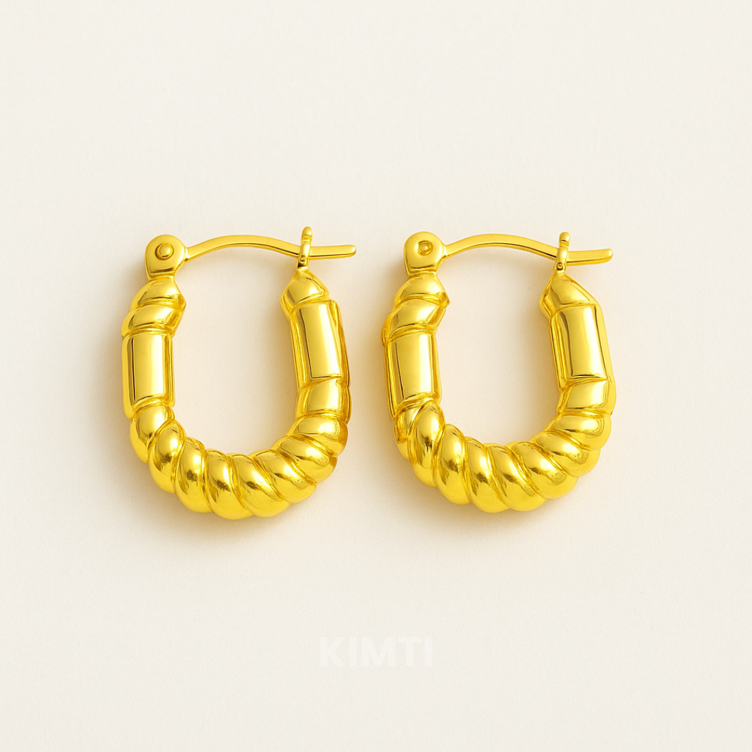 Gold-Plated Geometric Hoop Anti Tarnish Earring