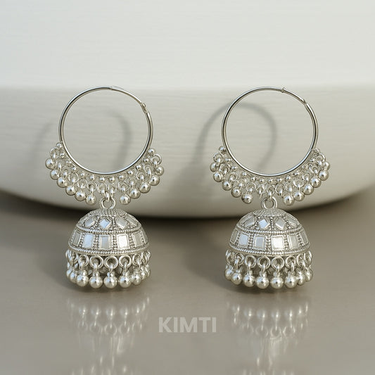 Silver Oxidised Jhumka Earring