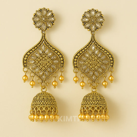 Gold Traditional Antique Jhumka Earring