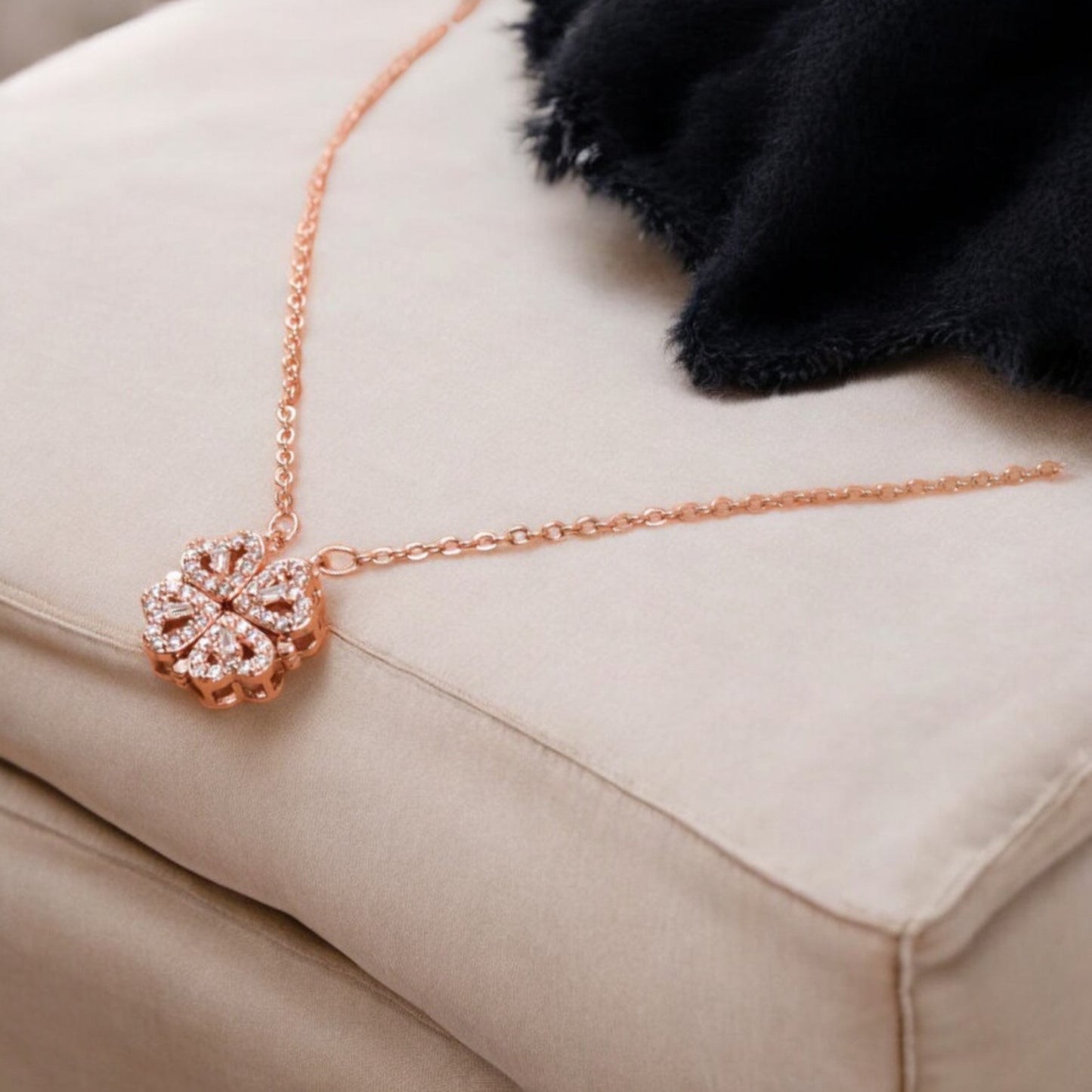 2 in 1 Magnetic Eternal Love Rose Gold Necklace