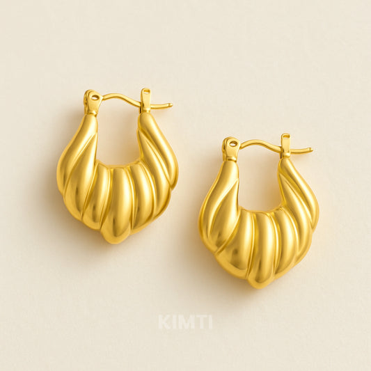 Anti tarnish golden hoop earrings