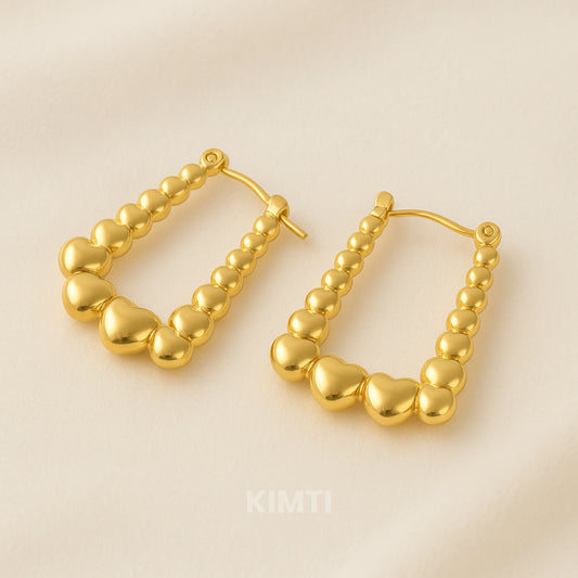 Anti Tarnish Heart Beaded Hoop Earring