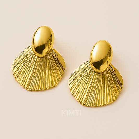 18K Gold Plated Textured Drop Earrings