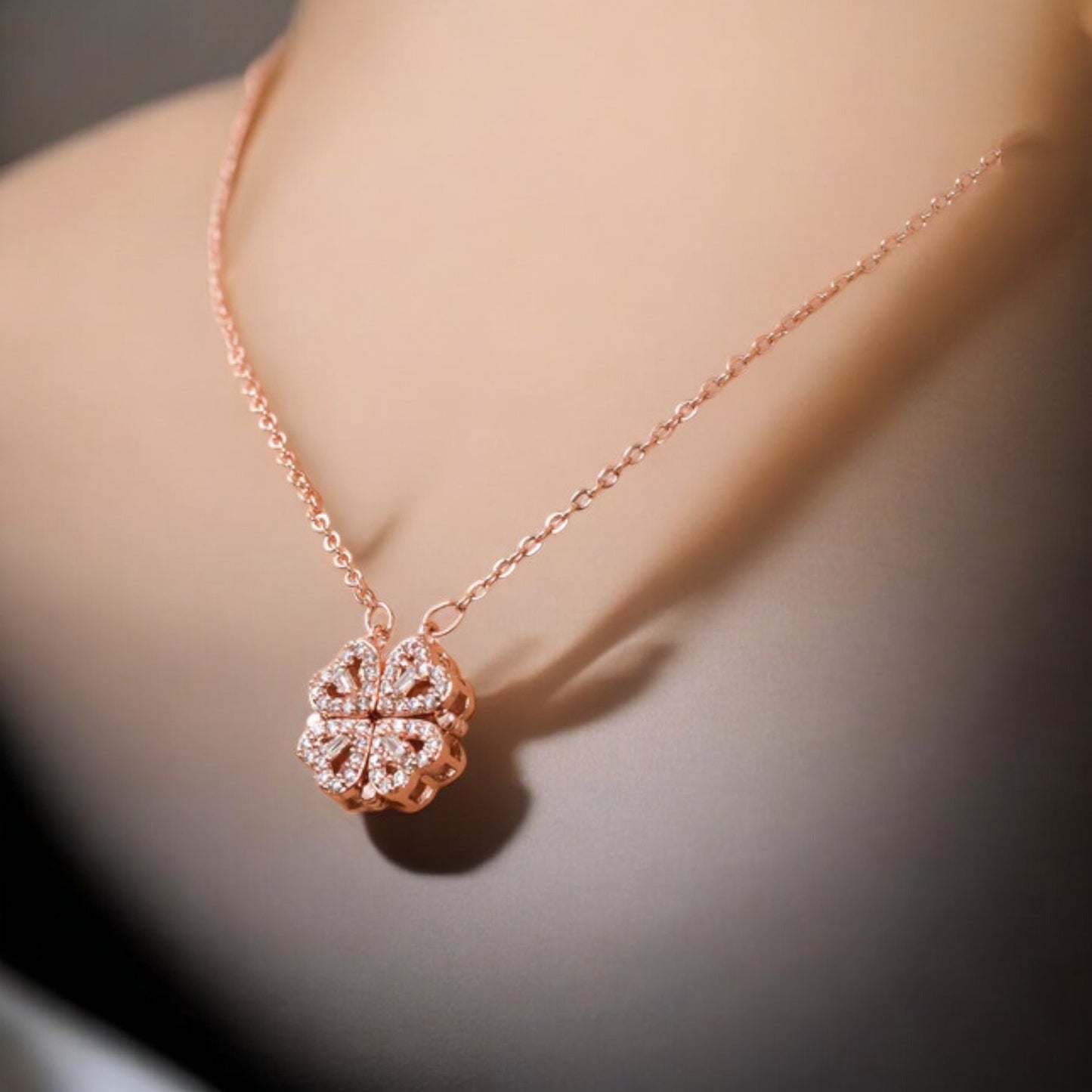 2 in 1 Magnetic Eternal Love Rose Gold Necklace