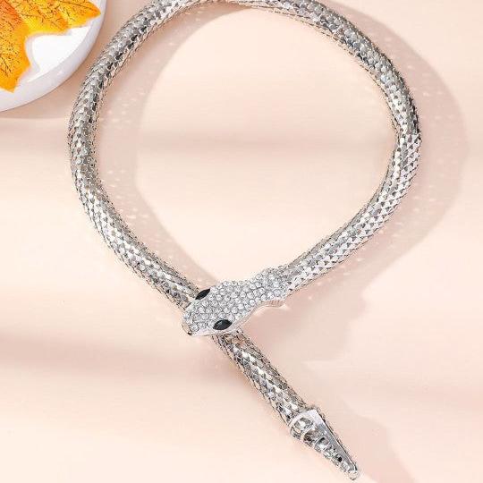 Silver Plated Snake Choker Necklace