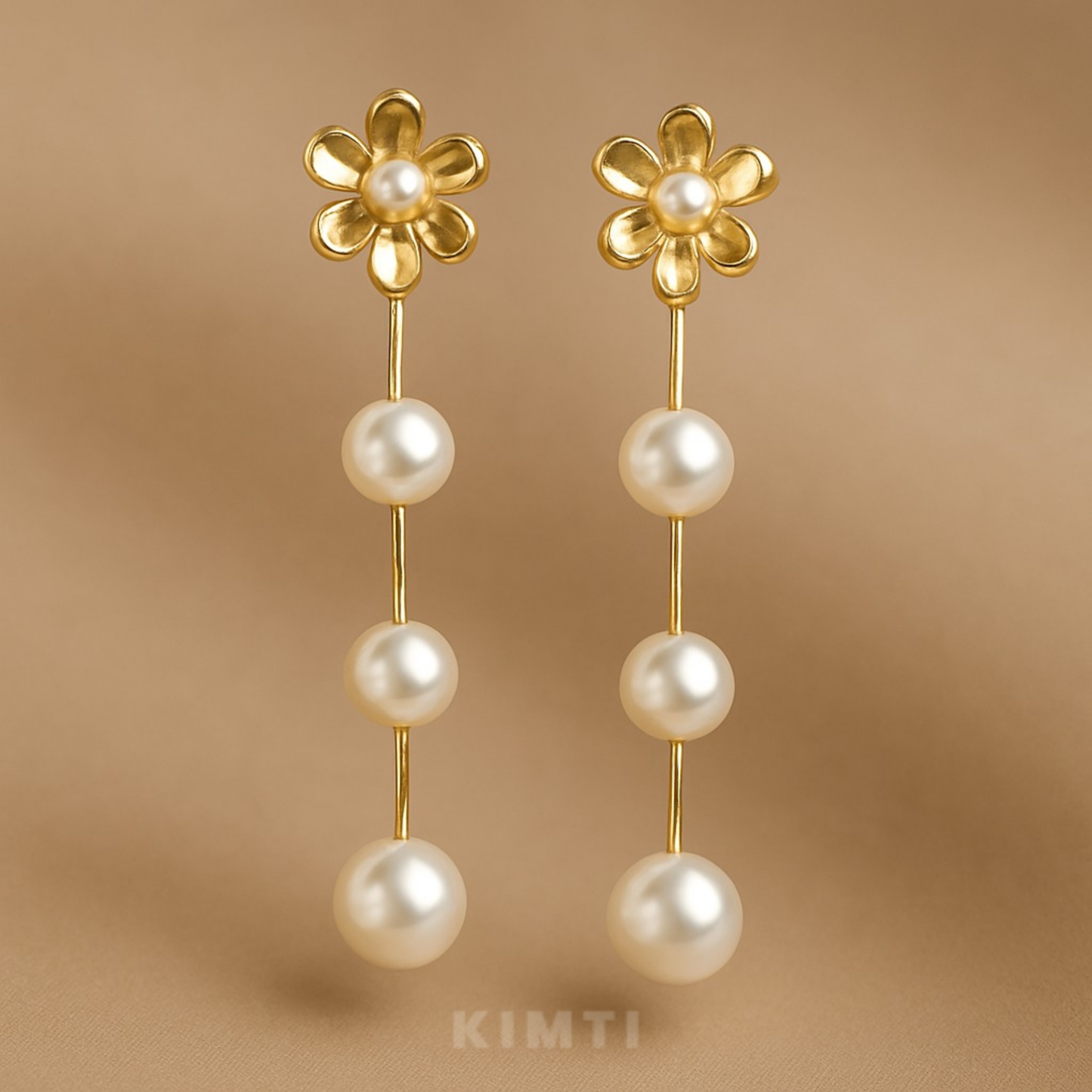 Flower Pearl Line Earrings