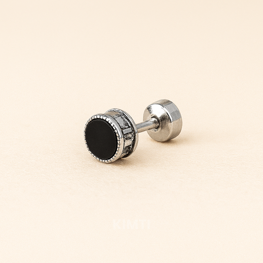 Men-Funky Stainless Steel Black Stud Earring