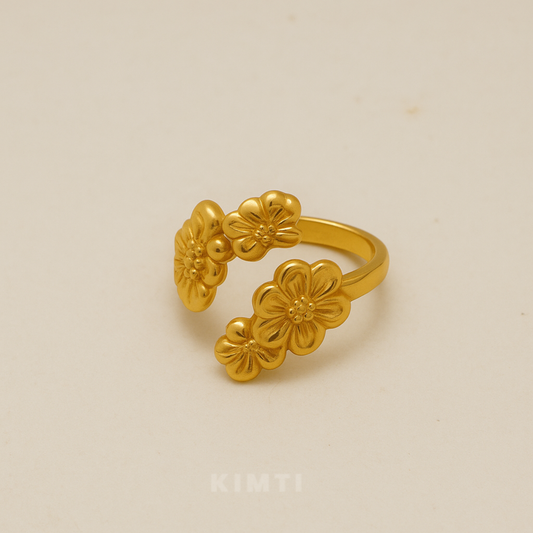 18K Gold Plated Elegant Petal Design Gold Ring
