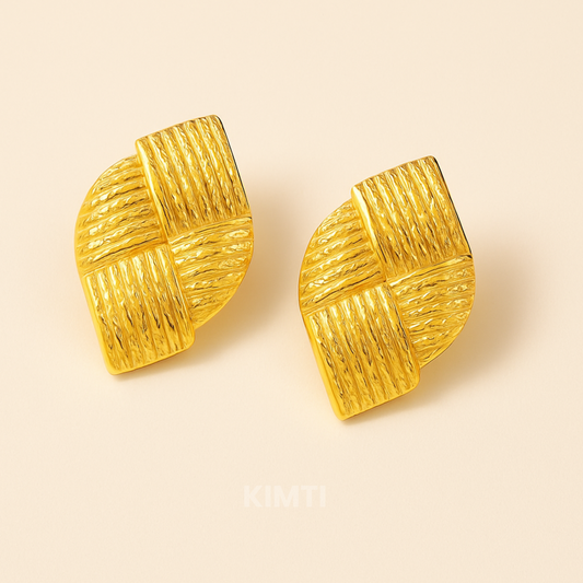 18k Gold Plated Hammered Anti Tarnish Earring