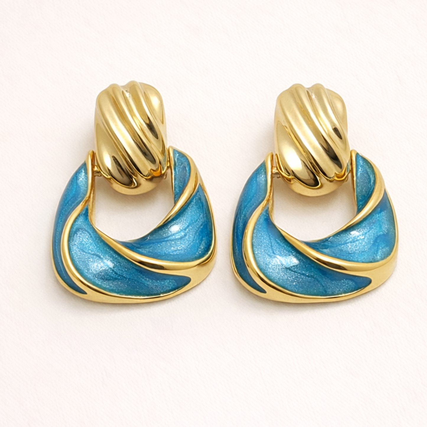 18K Gold Plated Enamel Swirl Drop Earrings