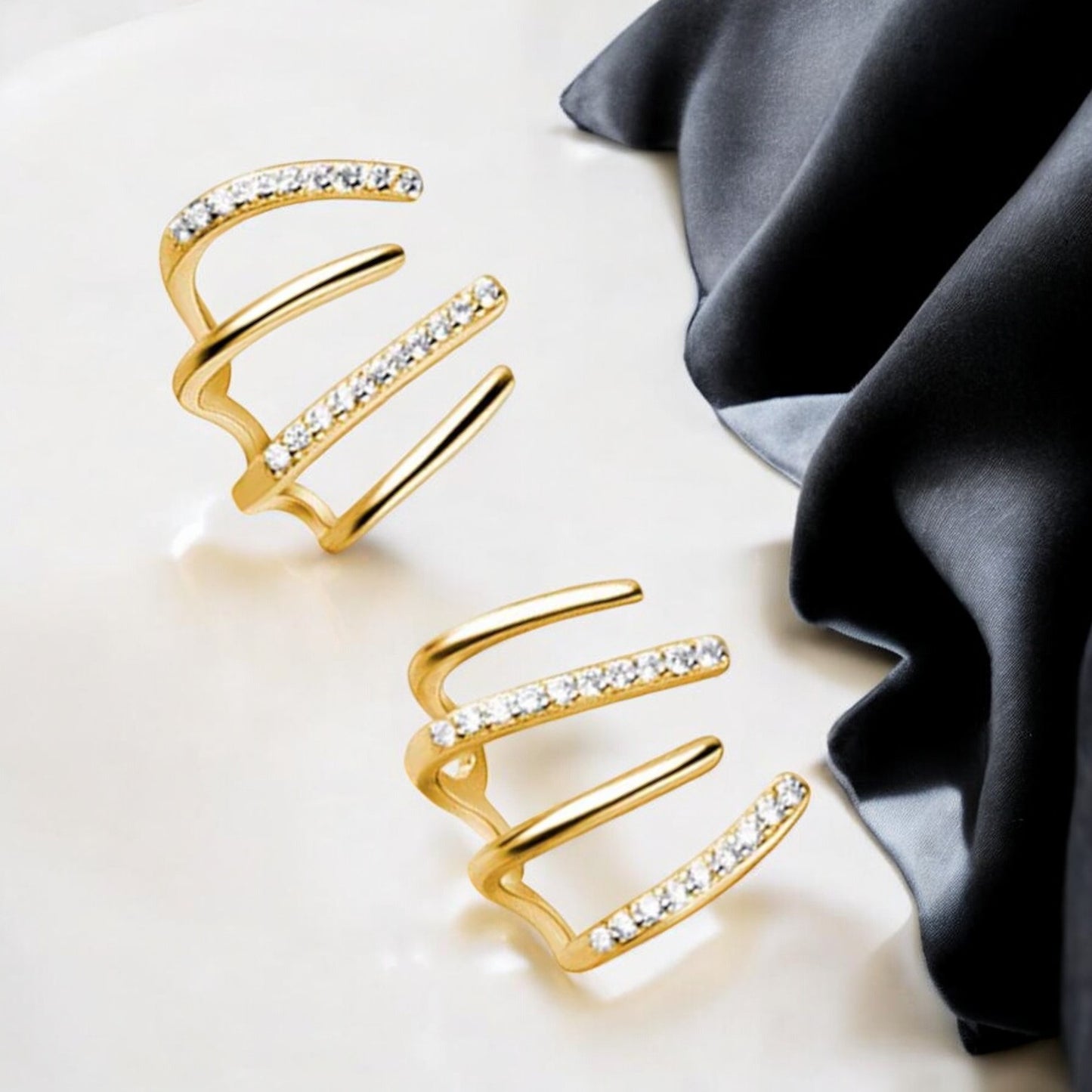 Diamond Four Claw Golden Stud Earrings