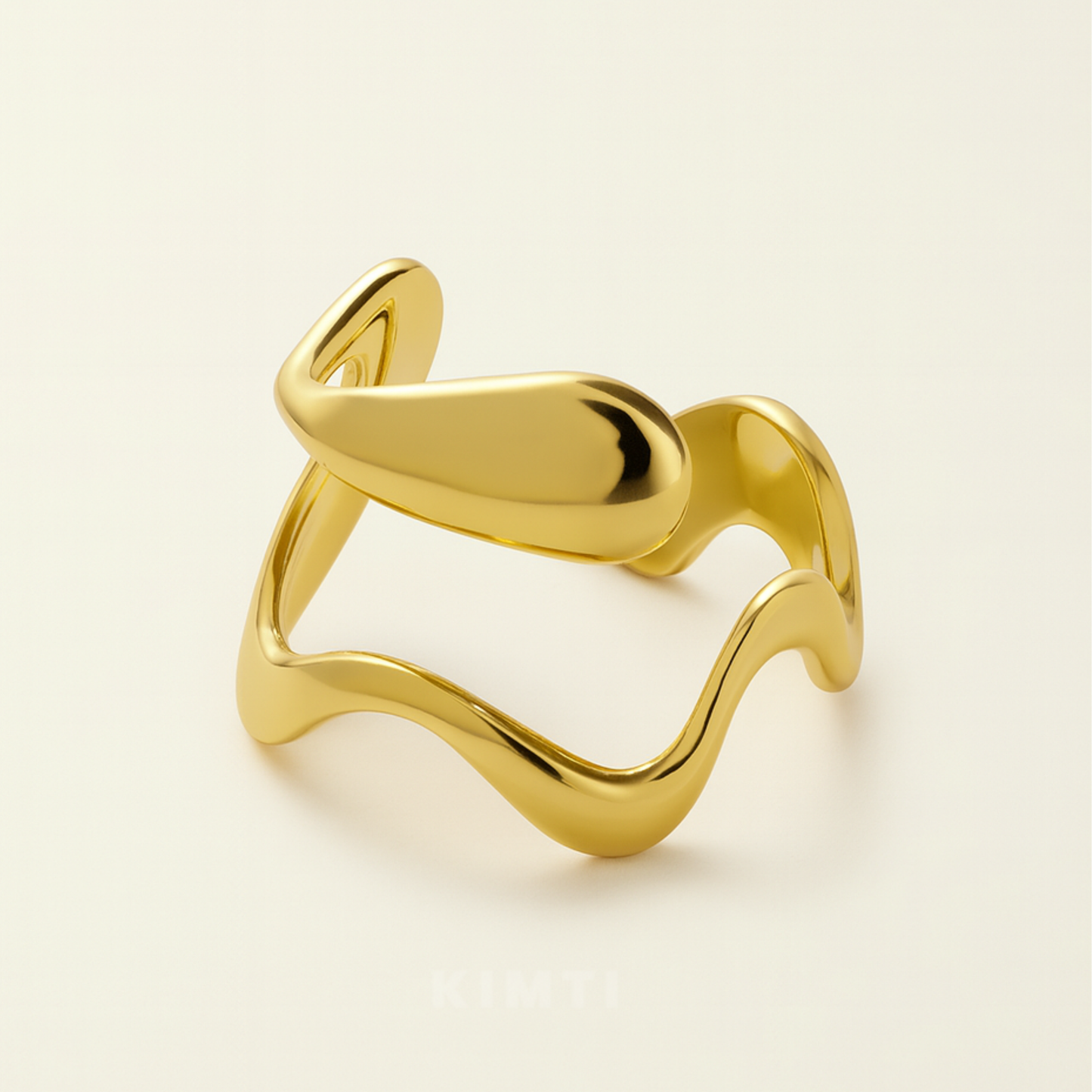 18K Gold Plated Contemporary Wave Ring