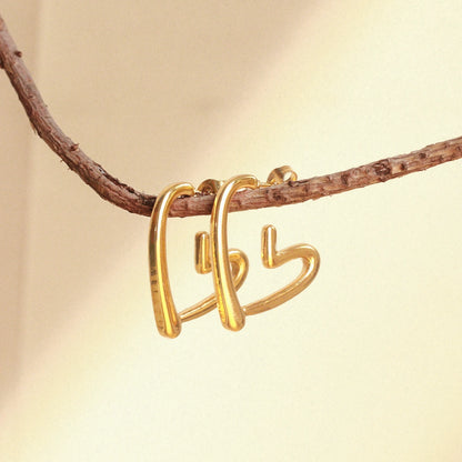 Amorelle 18 K Gold Plated Open Heart Hoops