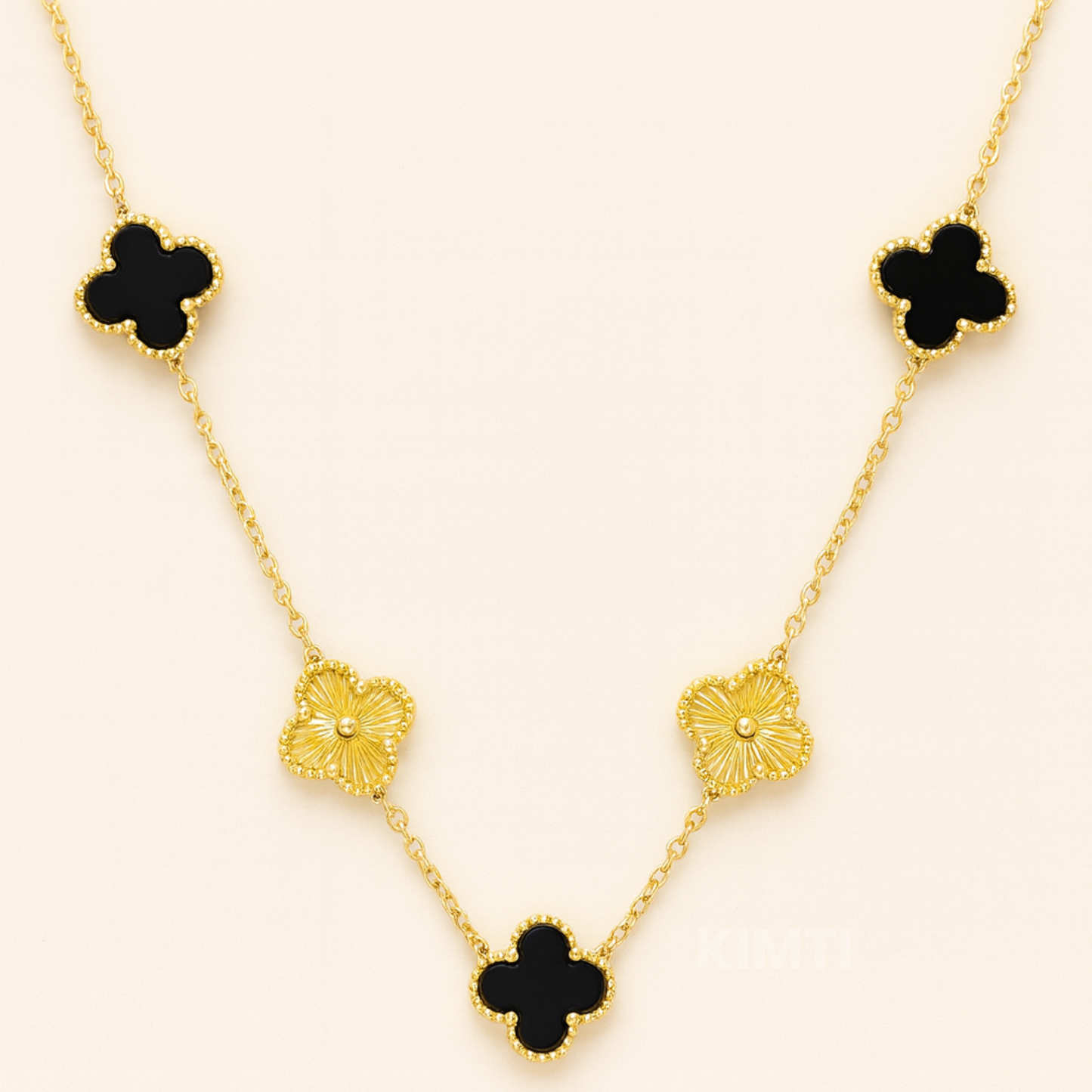 Golden Black Clover Anti Tarnish Necklace