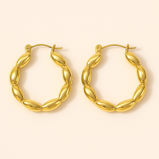 18k Gold Plated Puffy Hoops Earring
