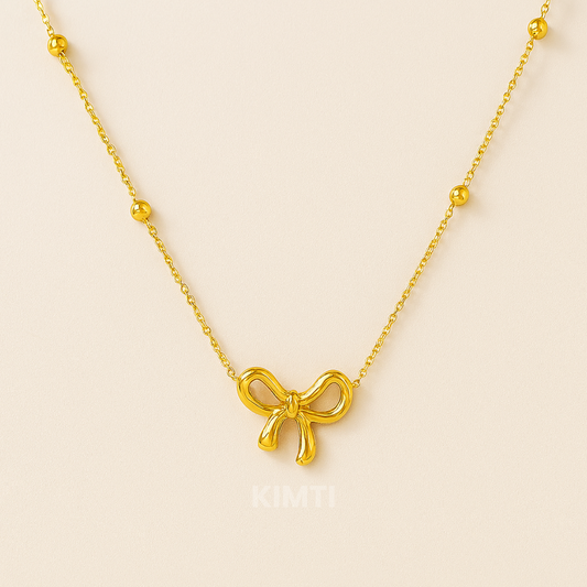 18K Gold-Plated Anti Tarnish Infinity Bow Pendant Necklace