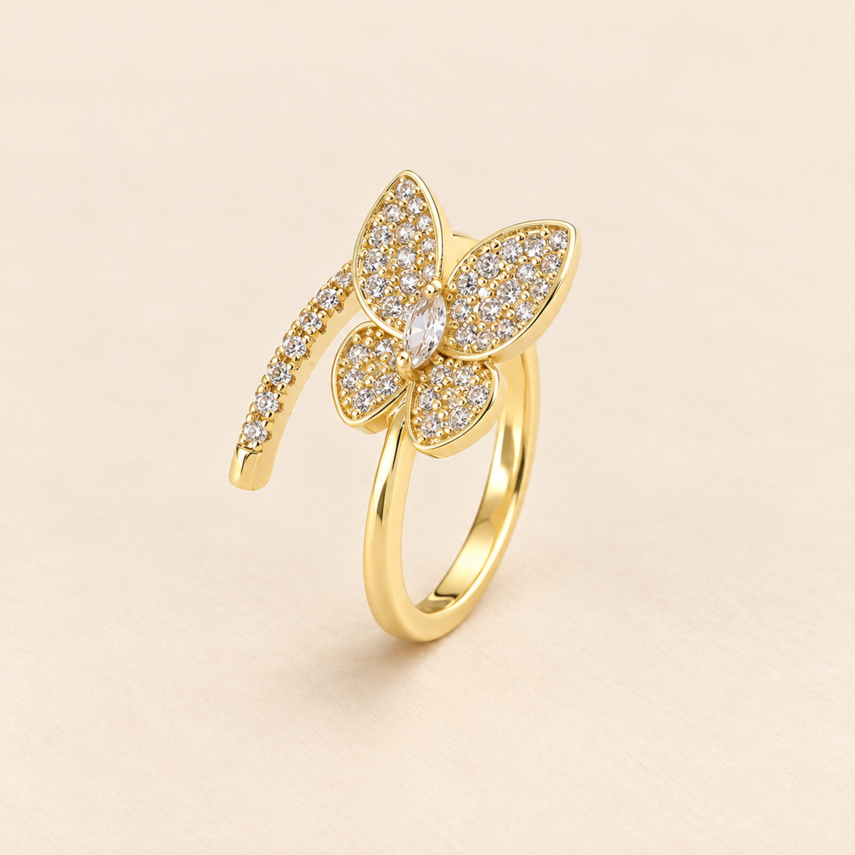 Elegant Zircon Butterfly Refined  Ring