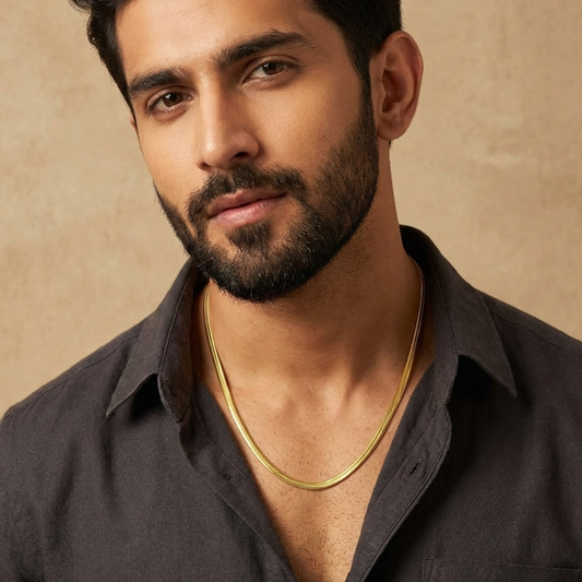 Men-18K Gold Plated Anti Tarnish Medium Size Snake Chain