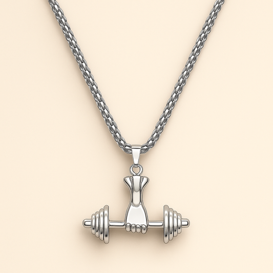 Dumbbell Pendant Stainless Steel Necklace