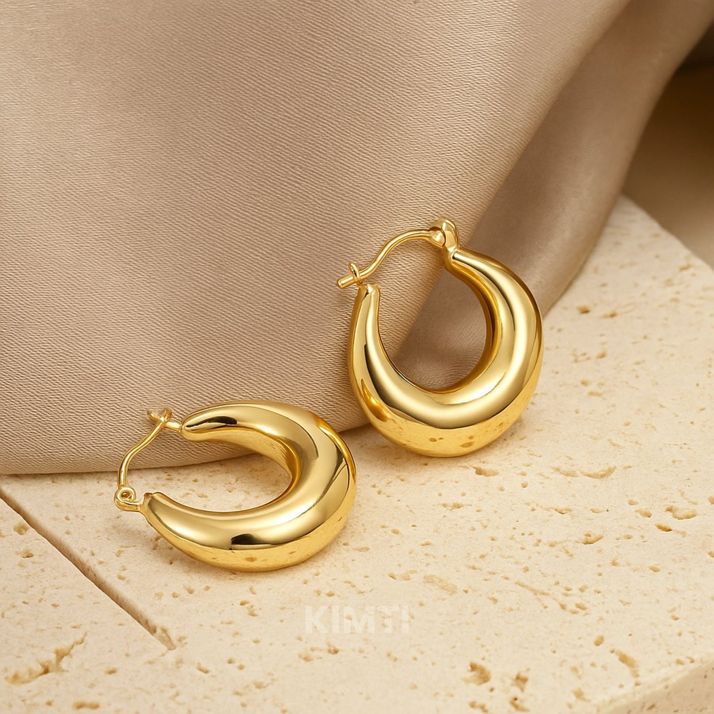 18K Gold Plated Golden Hoops Anti Tarnish Earring