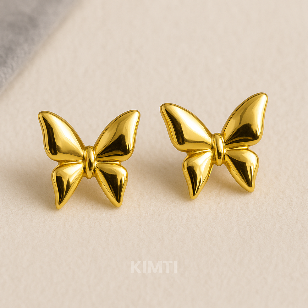 18k Gold Plated With Pearl Ribbon Anti Tarnish Earrings