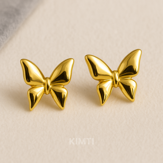 18k Gold Plated With Pearl Ribbon Anti Tarnish Earrings