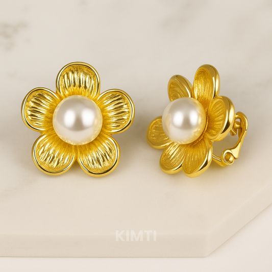 18k Gold Plated Flower Stud Anti Tarnish Earring