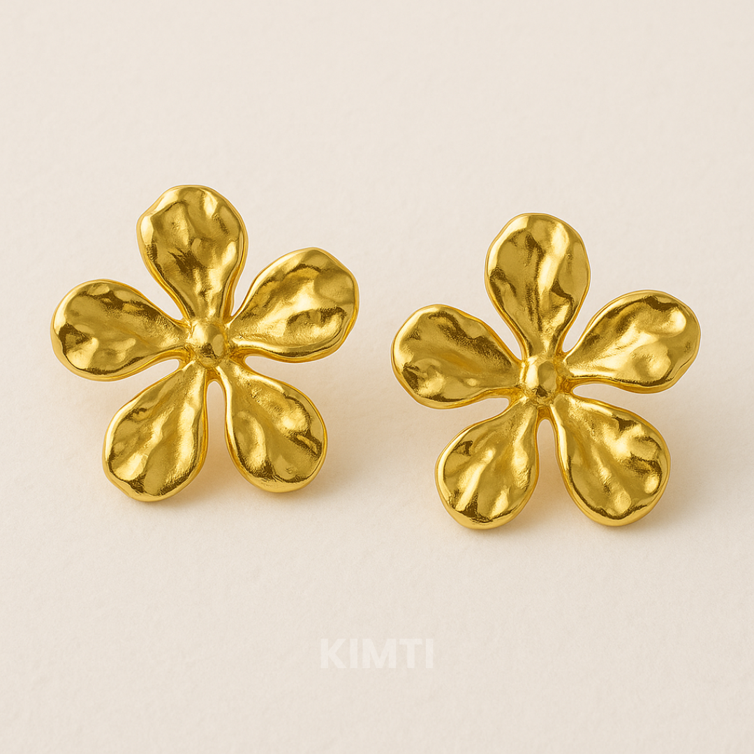 18k Gold Plated  Flower Anti Tarnish Earring