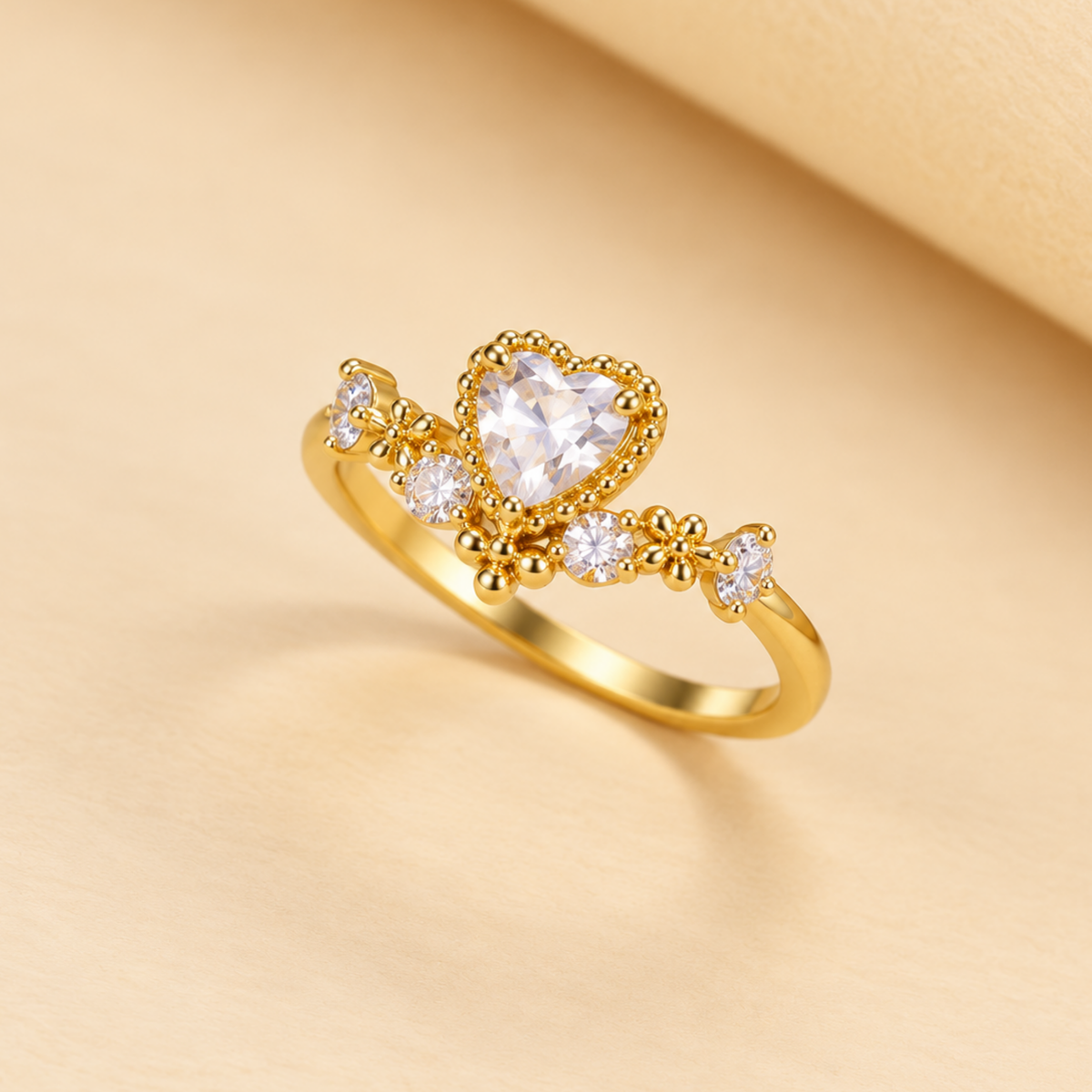 18K Gold Plated Celeste Heart Ring