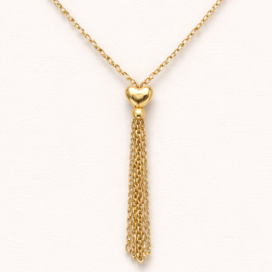 18k Gold Plated Aurelia Heart Tassel Anti-Tarnish Necklace