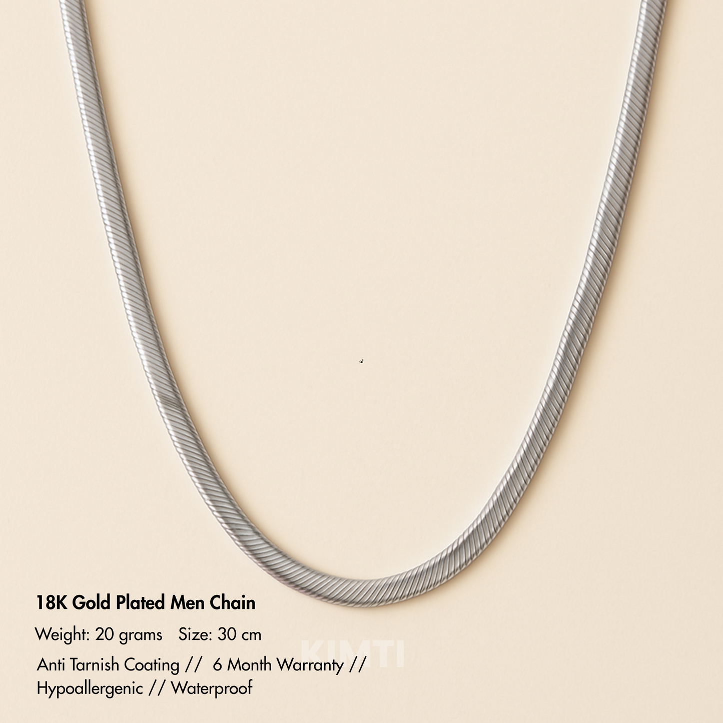 Men- 18k Anti Tarnish Silver Snake Chain