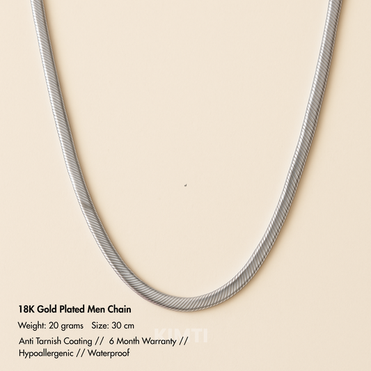 Men- 18k Anti Tarnish Silver Snake Chain