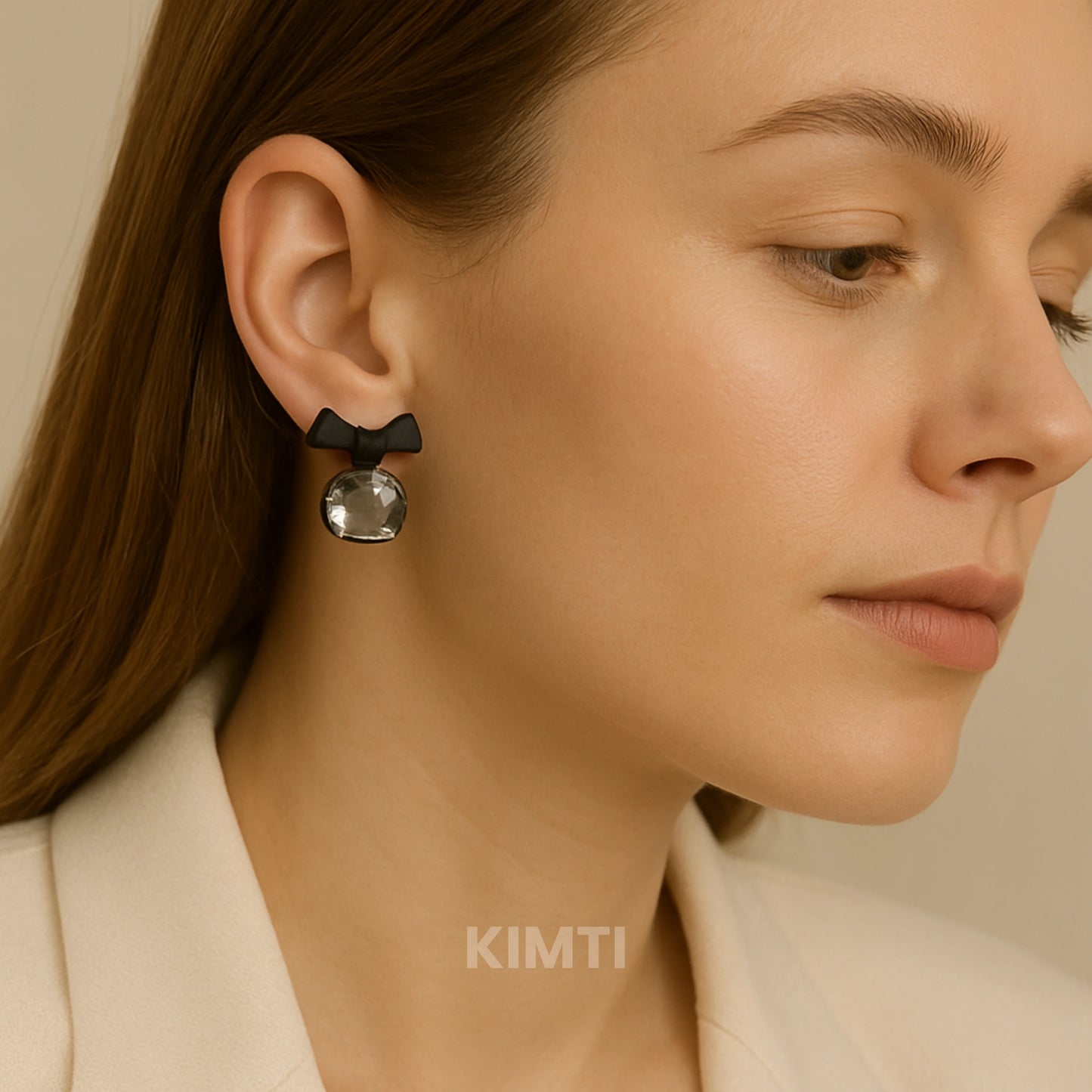 Black Bow Stud Earring