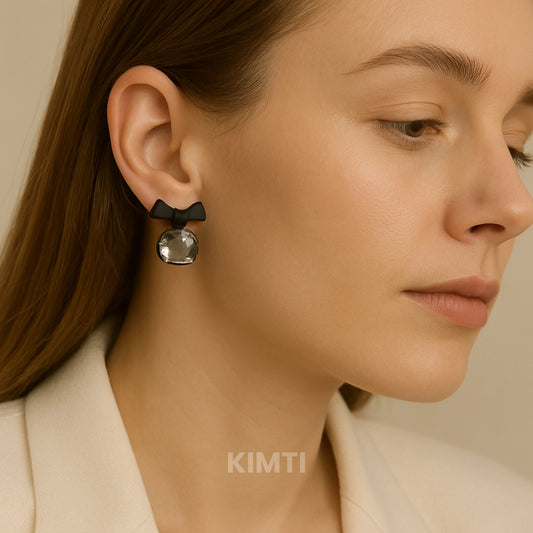 Black Bow Stud Earring