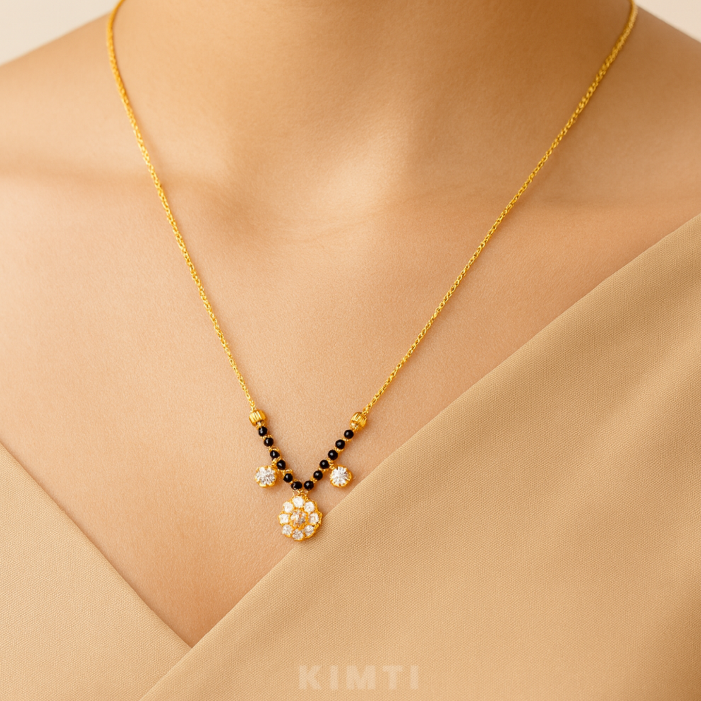 18K Gold Plated Triple Stone Mangalsutra