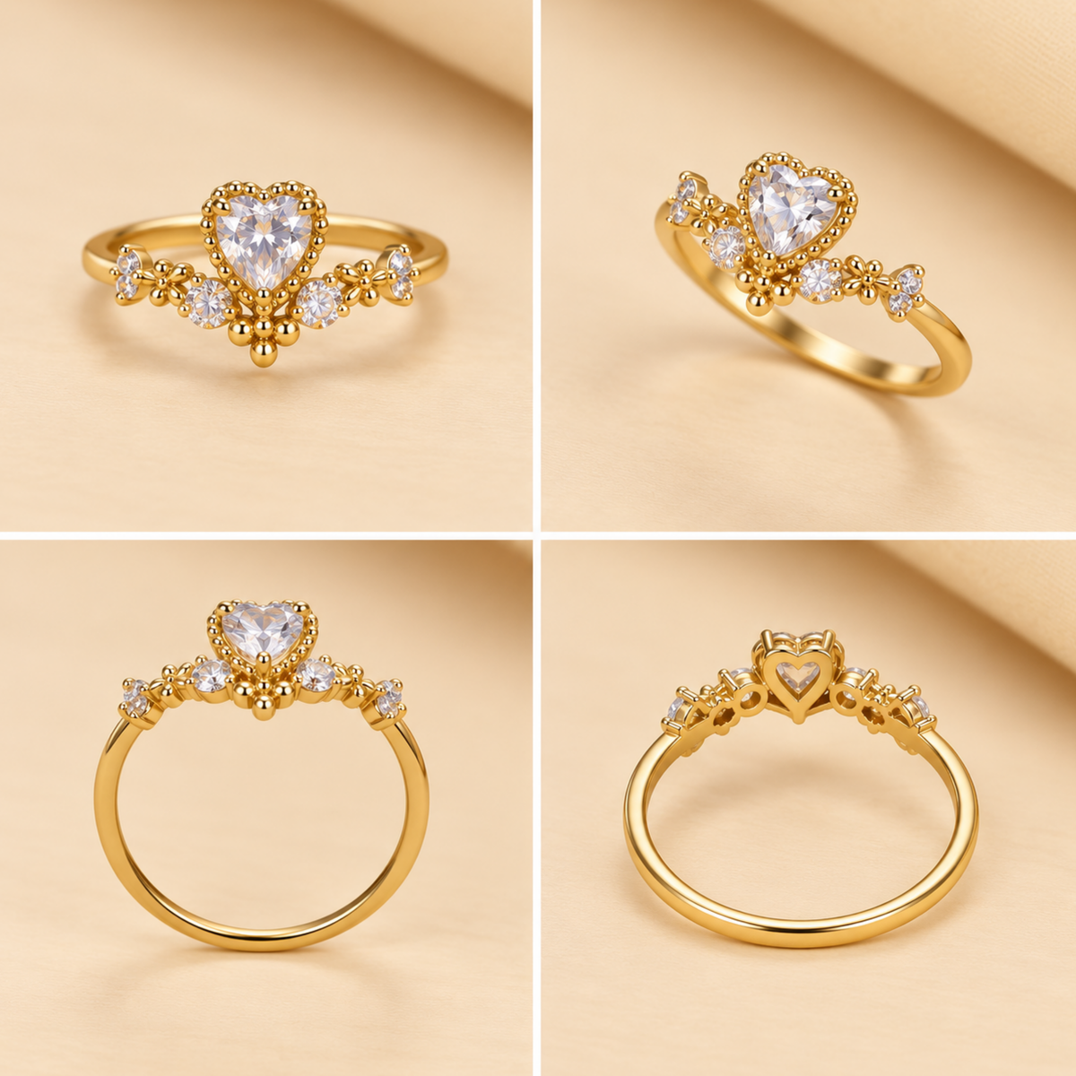 18K Gold Plated Celeste Heart Ring